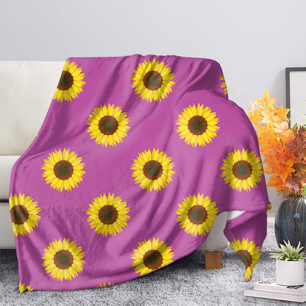 Magenta Pink Sunflower Pattern Print Blanket