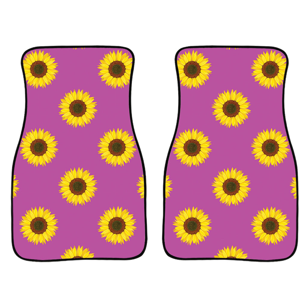 Magenta Pink Sunflower Pattern Print Front Car Floor Mats