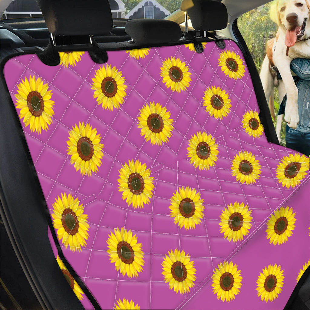 Magenta Pink Sunflower Pattern Print Pet Car Back Seat Cover