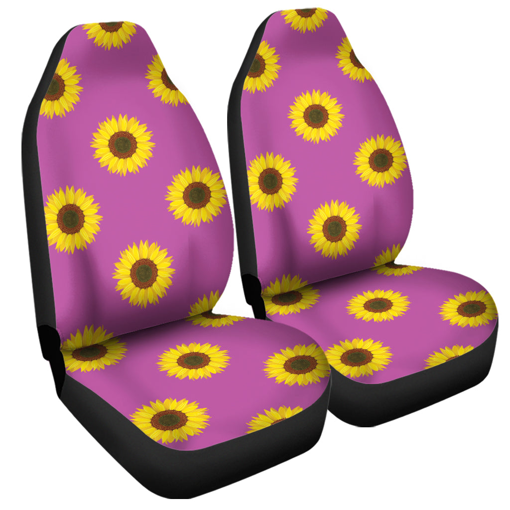 Magenta Pink Sunflower Pattern Print Universal Fit Car Seat Covers