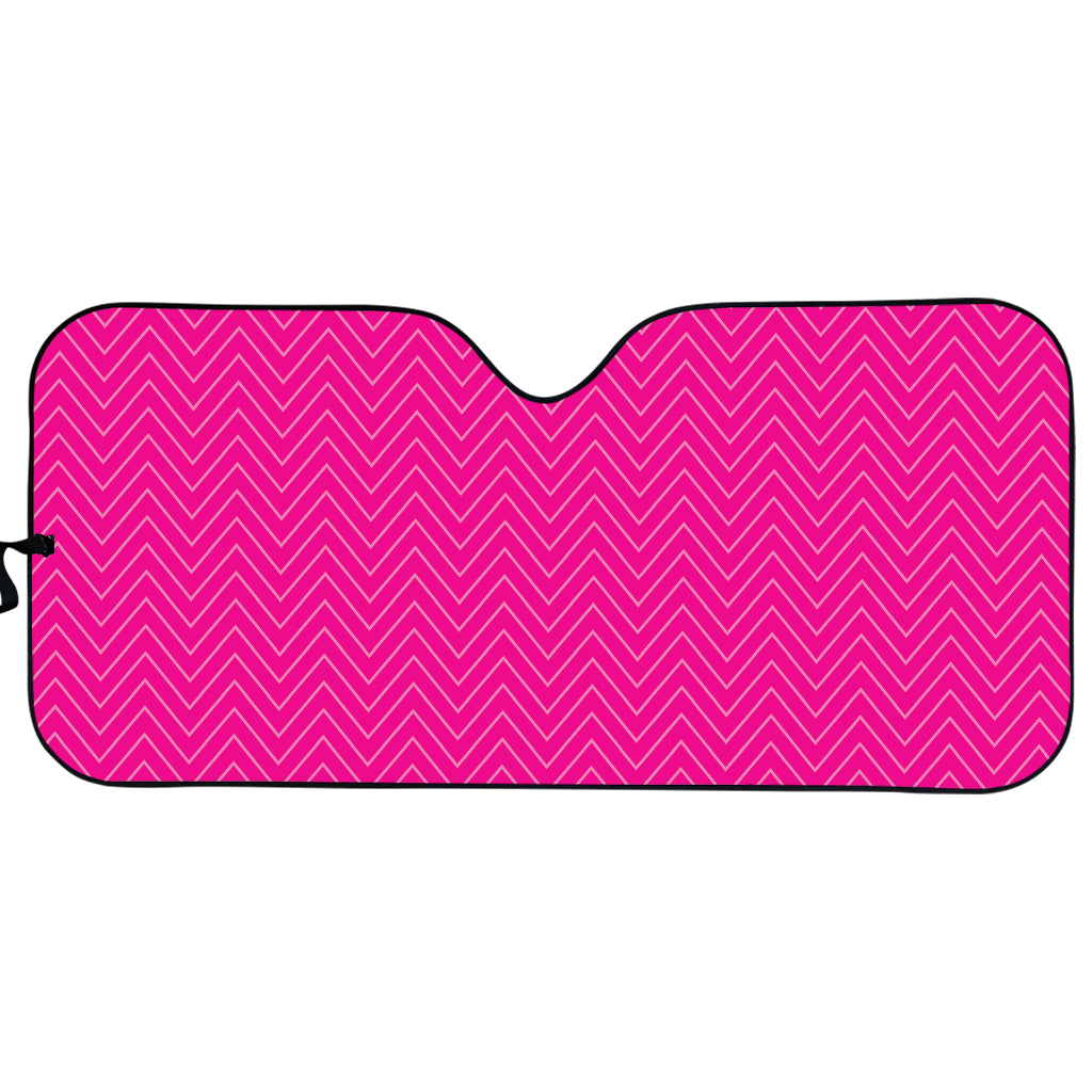 Magenta Pink Zigzag Pattern Print Car Sun Shade