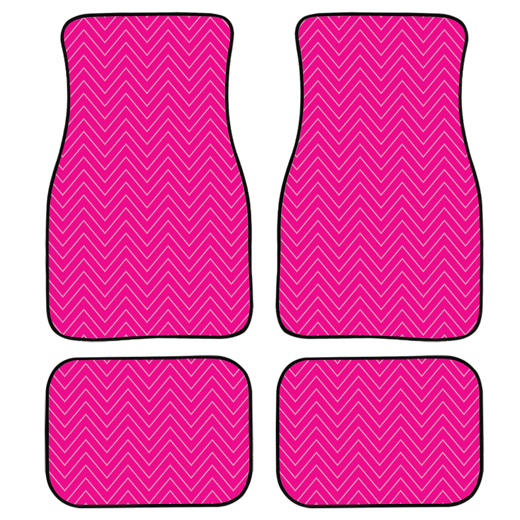 Magenta Pink Zigzag Pattern Print Front and Back Car Floor Mats