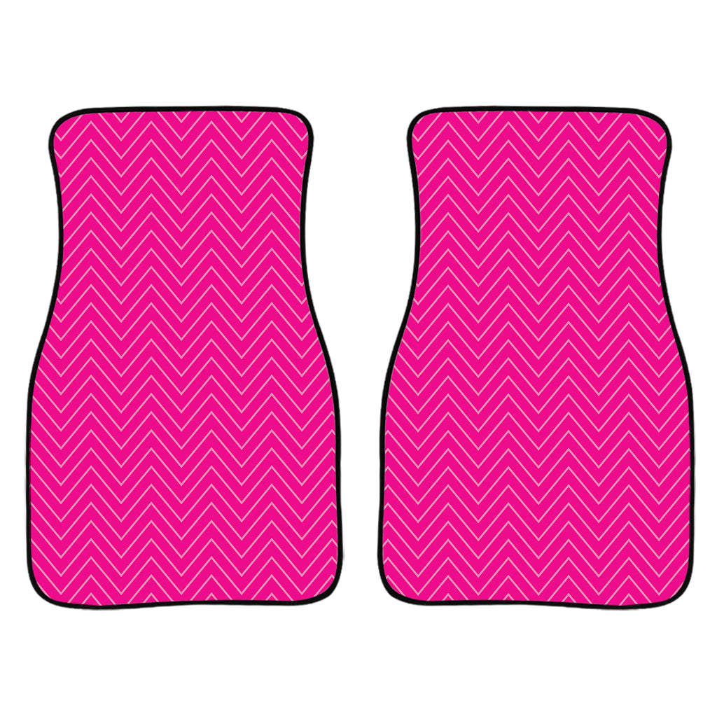 Magenta Pink Zigzag Pattern Print Front Car Floor Mats