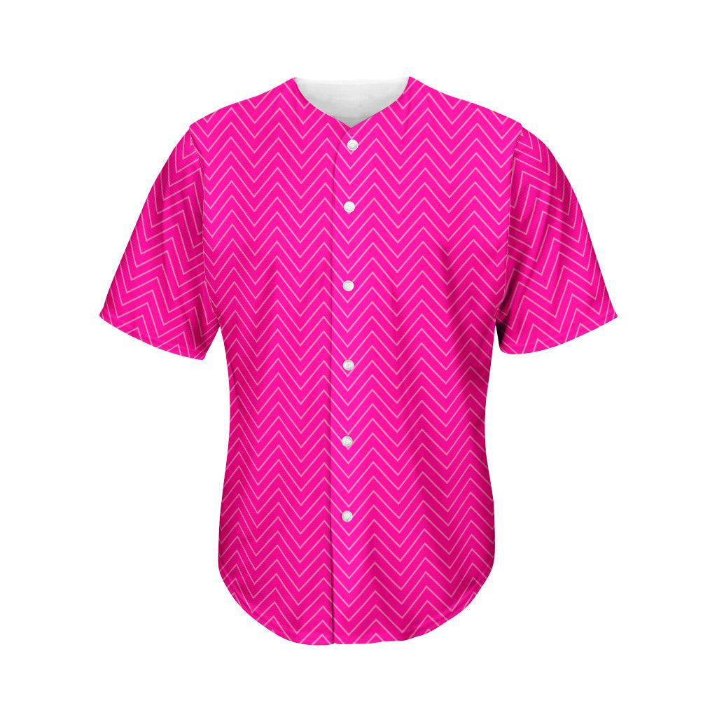 Magenta Pink Zigzag Pattern Print Men's Baseball Jersey