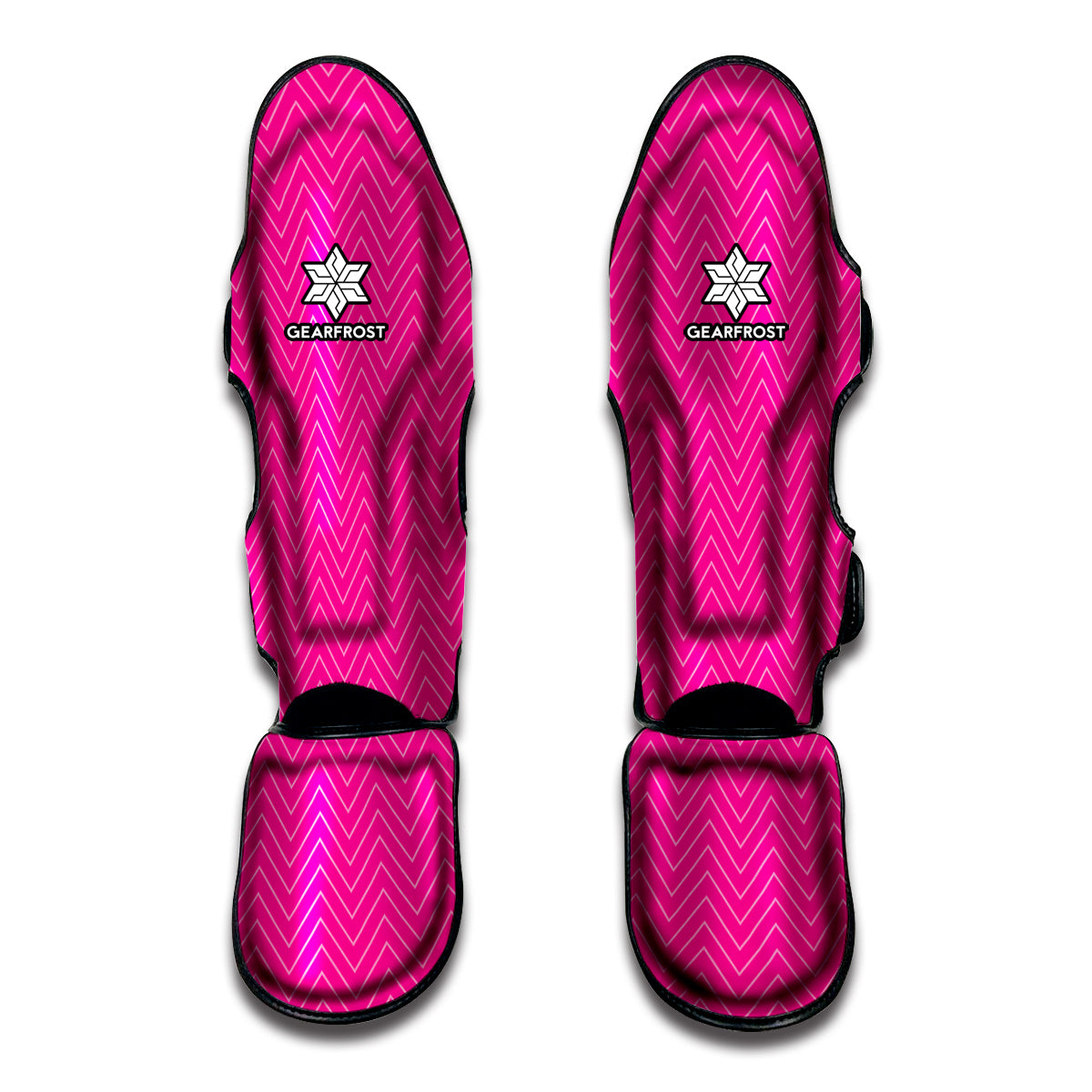 Magenta Pink Zigzag Pattern Print Muay Thai Shin Guards