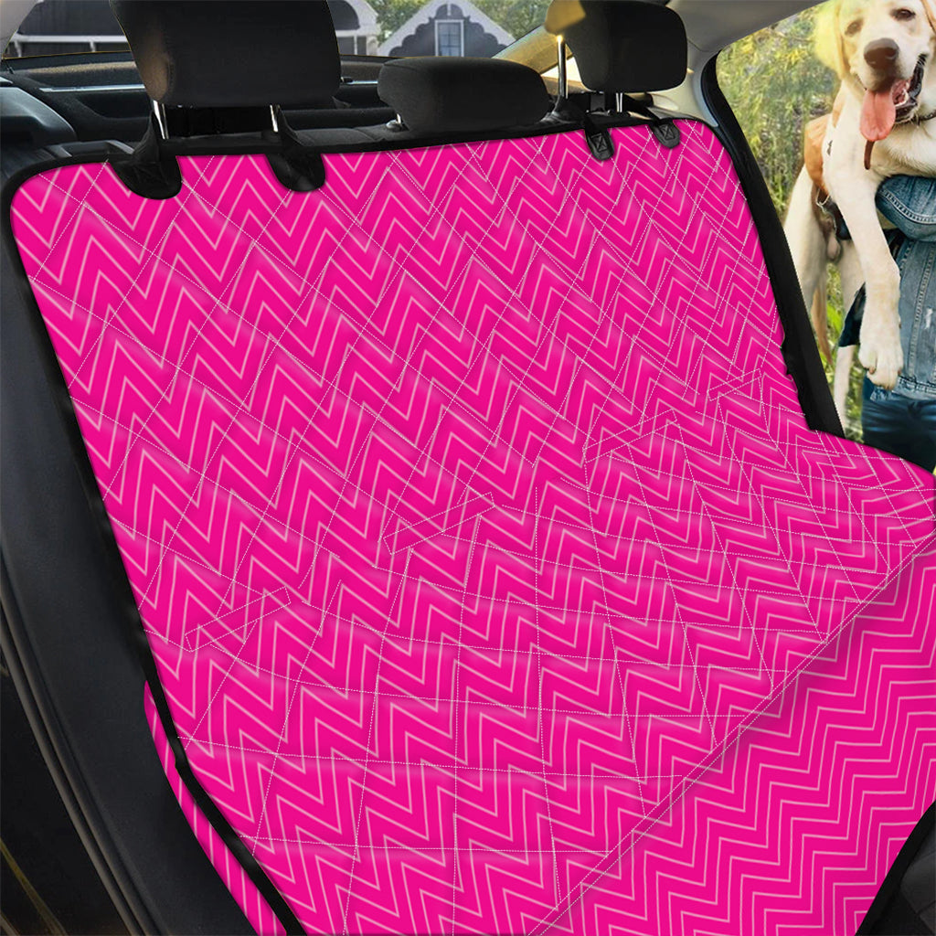 Magenta Pink Zigzag Pattern Print Pet Car Back Seat Cover