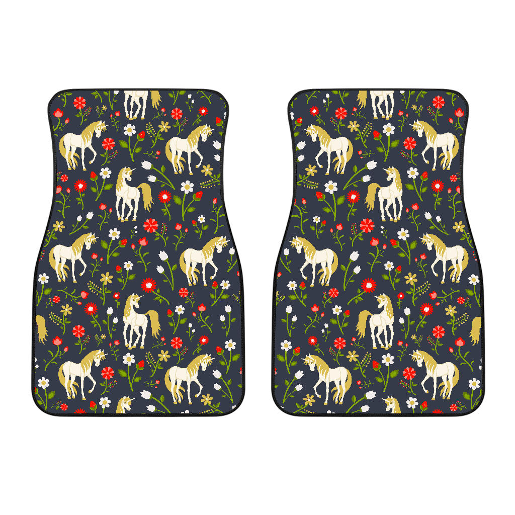 Magic Floral Unicorn Pattern Print Front Car Floor Mats