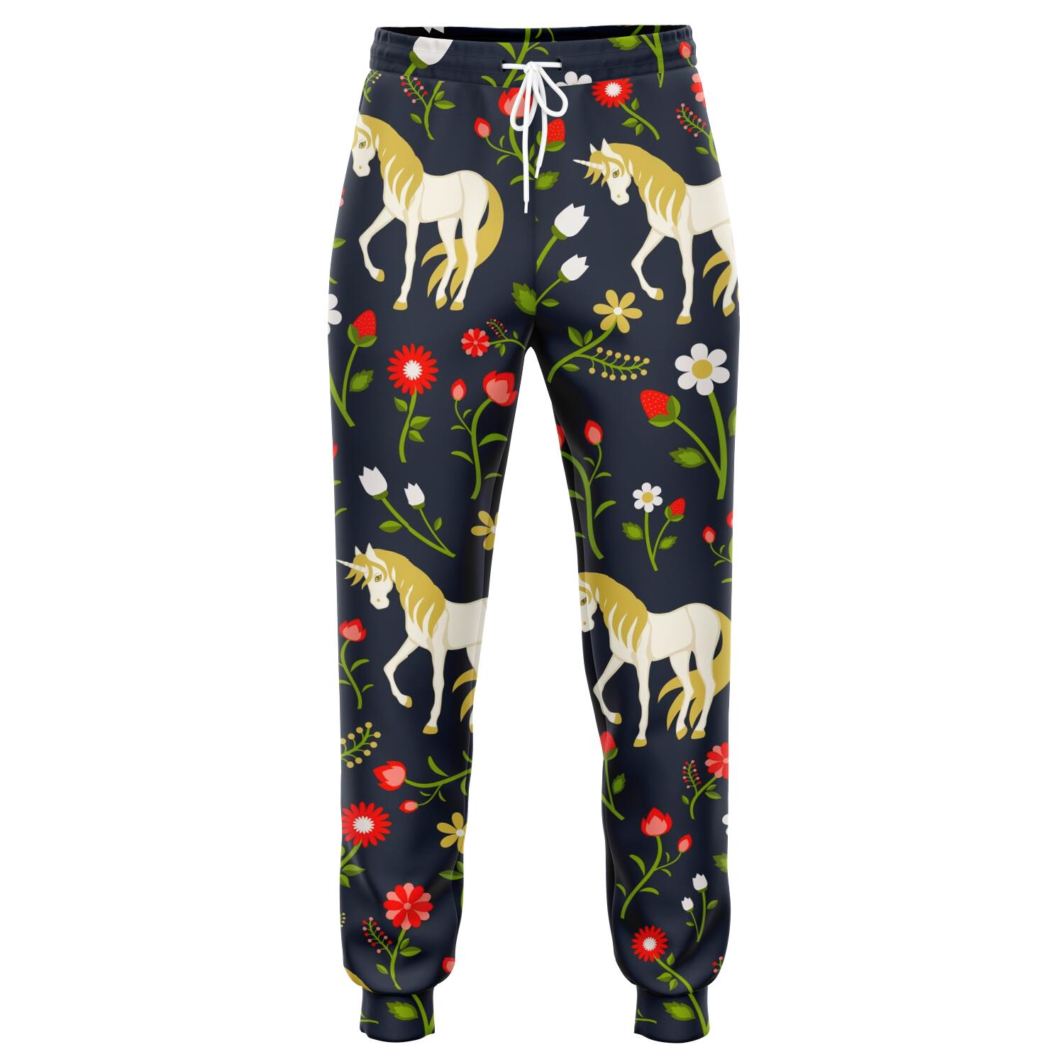 Magic Floral Unicorn Pattern Print Jogger Pants