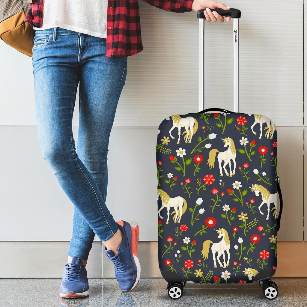 Magic Floral Unicorn Pattern Print Luggage Cover