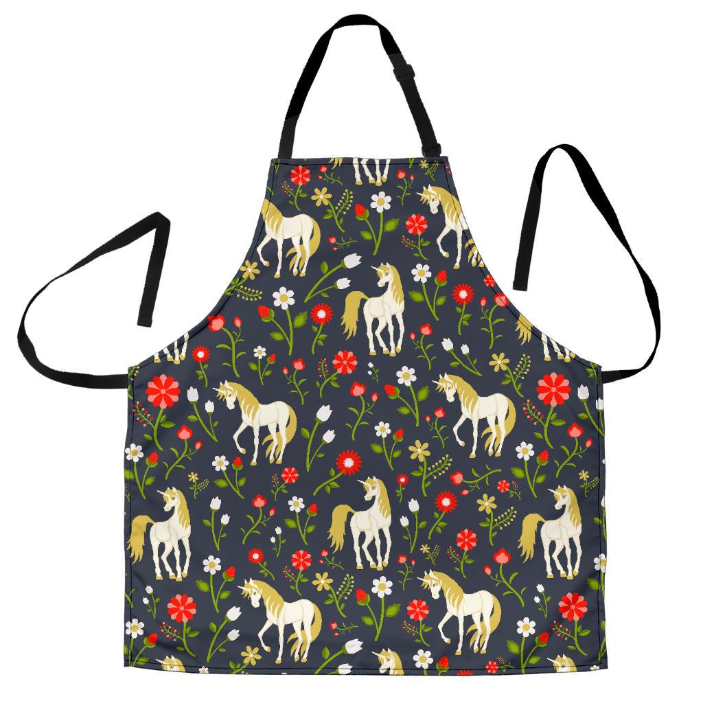 Magic Floral Unicorn Pattern Print Men's Apron