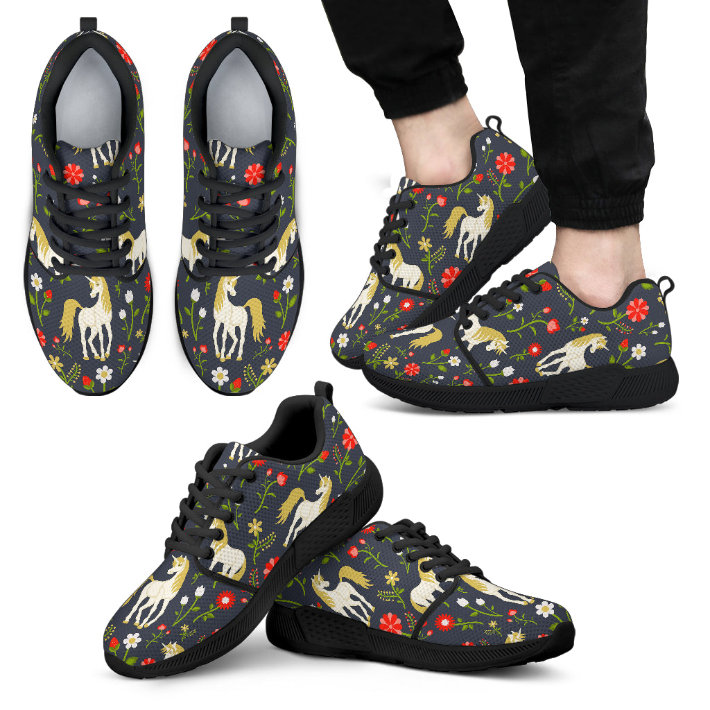 Magic Floral Unicorn Pattern Print Men's Athletic Shoes