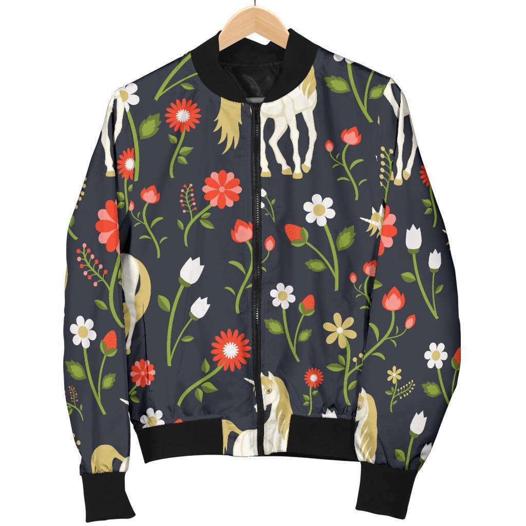 Magic Floral Unicorn Pattern Print Men's Bomber Jacket