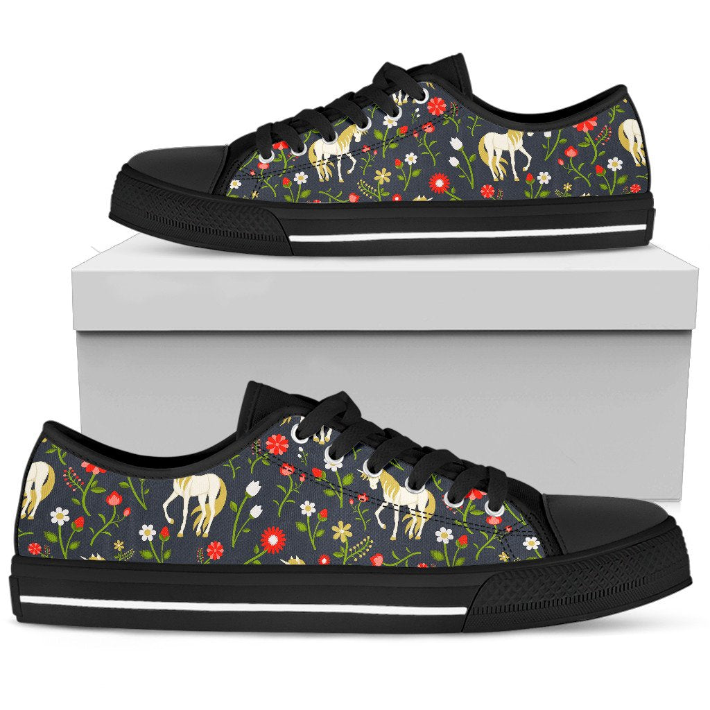 Magic Floral Unicorn Pattern Print Men's Low Top Shoes