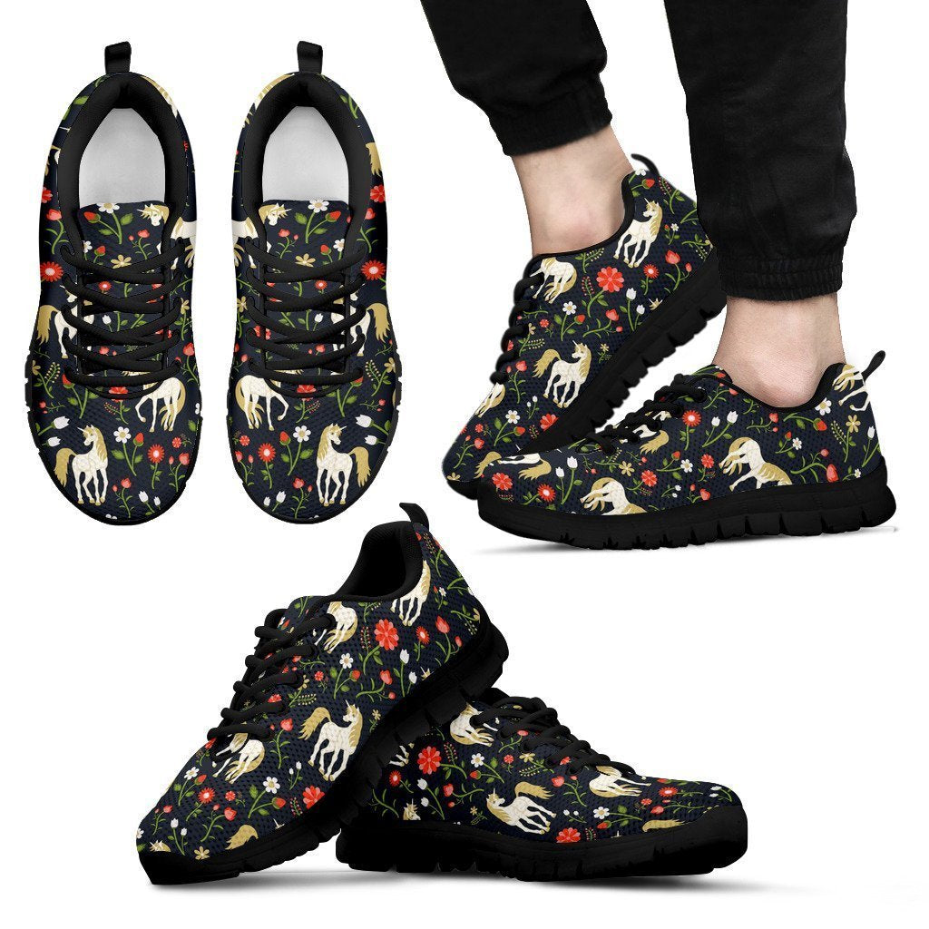 Magic Floral Unicorn Pattern Print Men's Sneakers