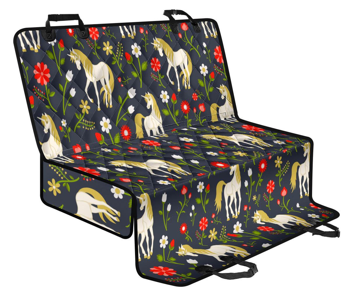 Magic Floral Unicorn Pattern Print Pet Car Back Seat Cover