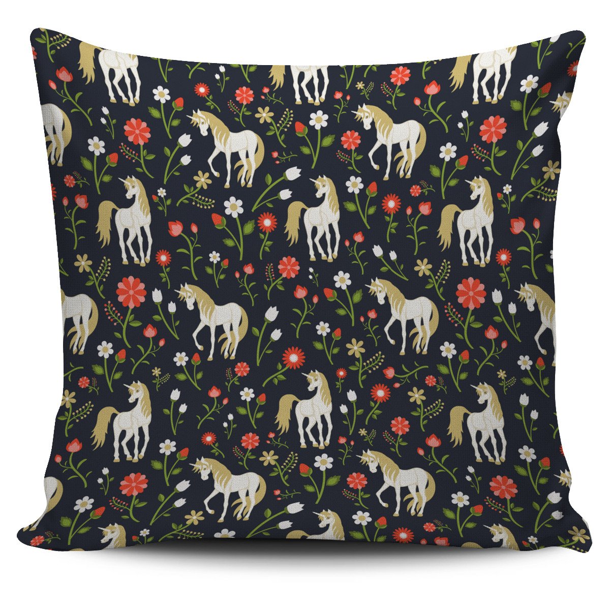 Magic Floral Unicorn Pattern Print Pillow Cover