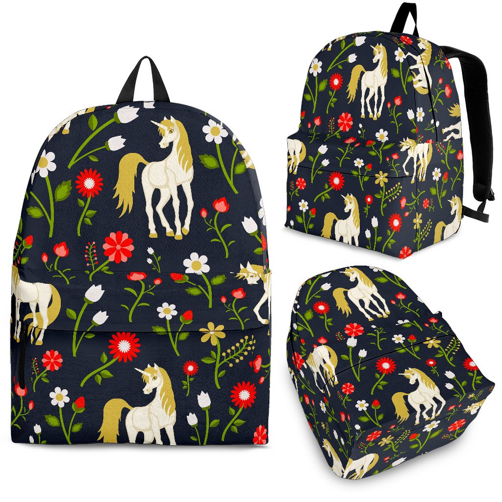 Magic Floral Unicorn Pattern Print School Backpack