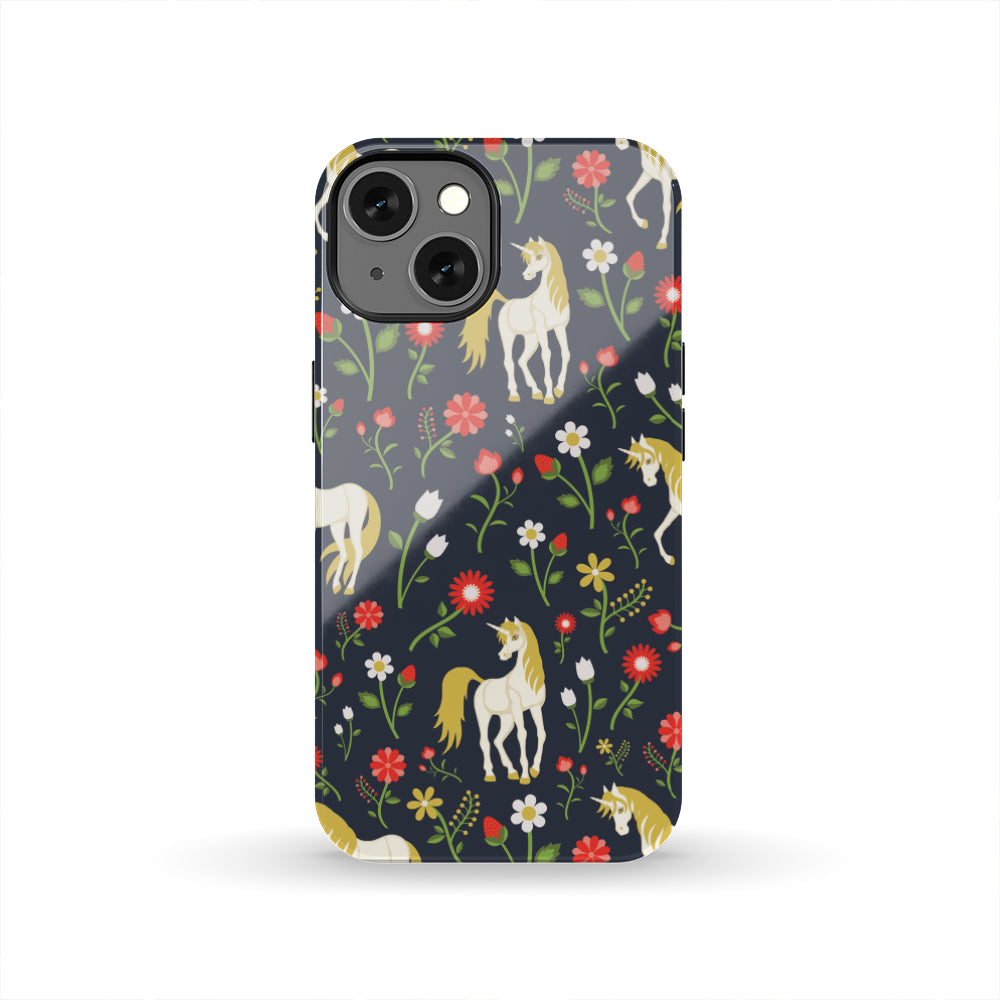 Magic Floral Unicorn Pattern Print Tough Phone Case