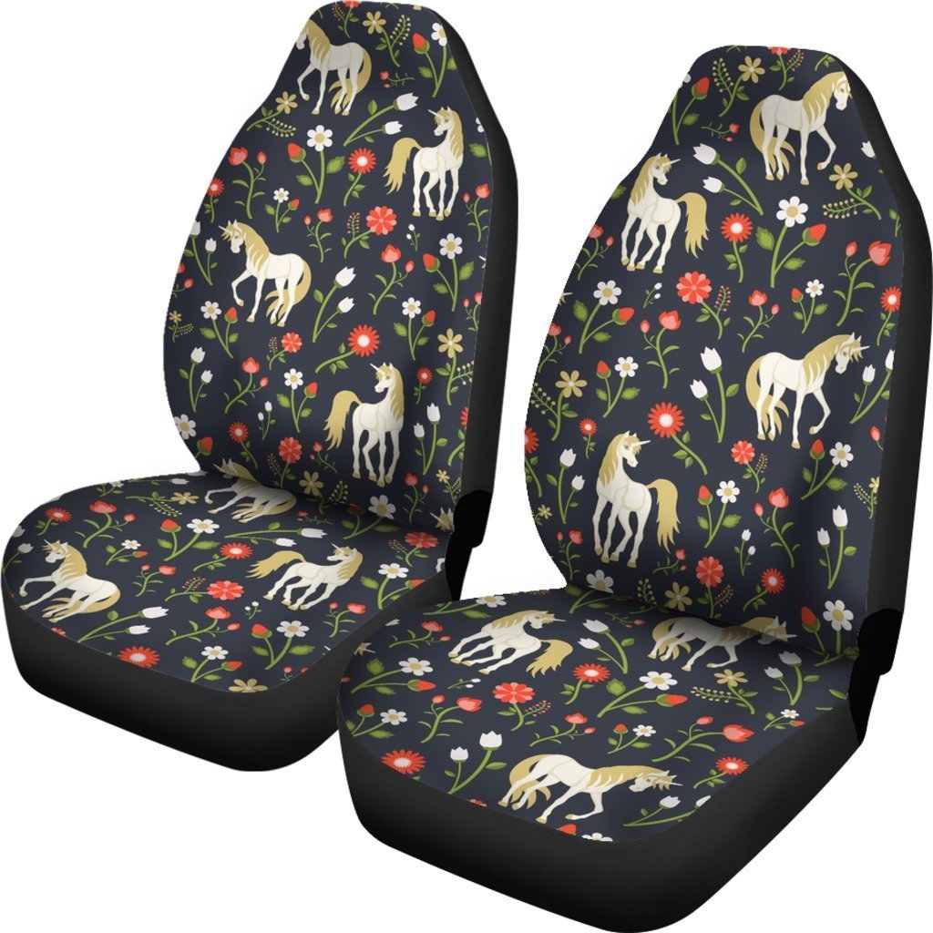 Magic Floral Unicorn Pattern Print Universal Fit Car Seat Covers