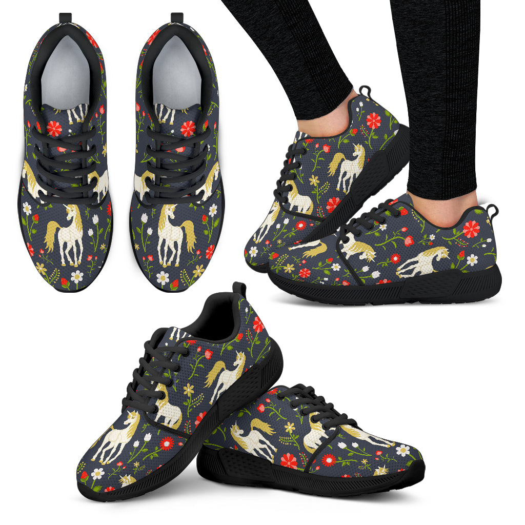 Magic Floral Unicorn Pattern Print Women's Athletic Shoes