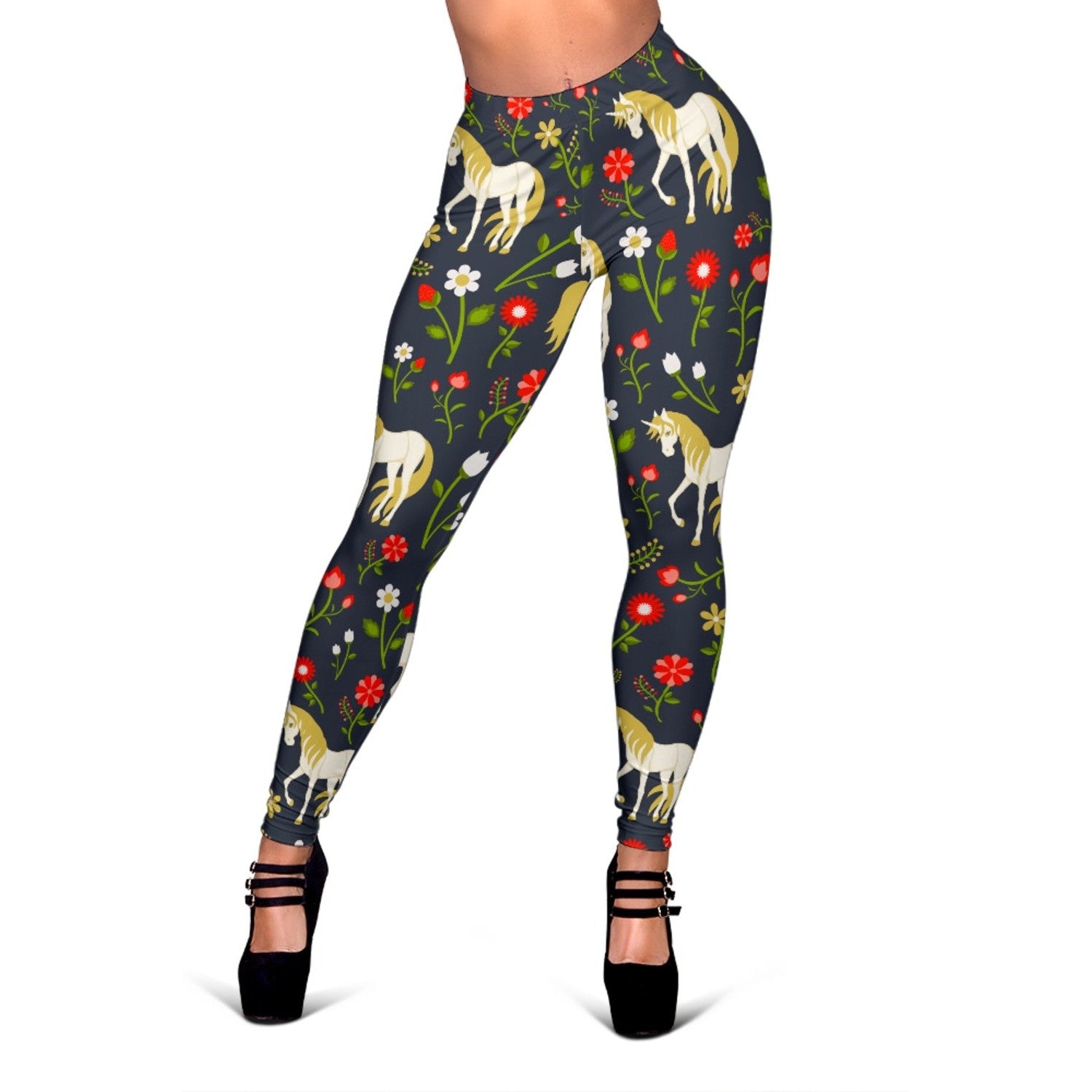 Magic Floral Unicorn Pattern Print Women's Leggings