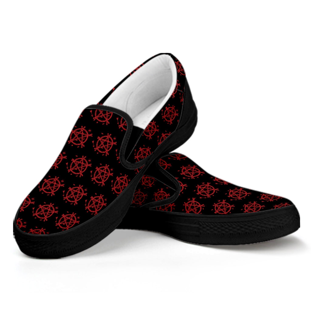 Magic Pentagram Pattern Print Black Slip On Shoes