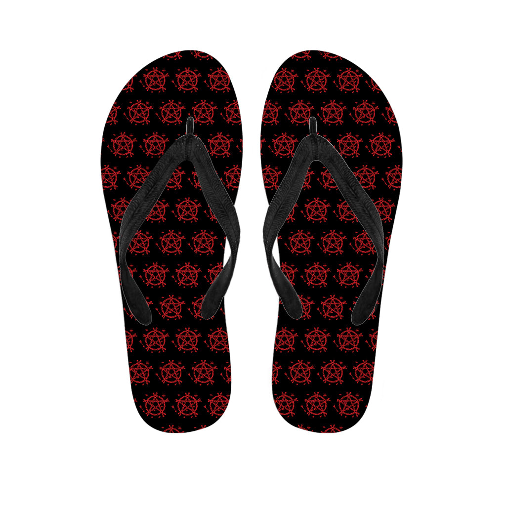 Magic Pentagram Pattern Print Flip Flops