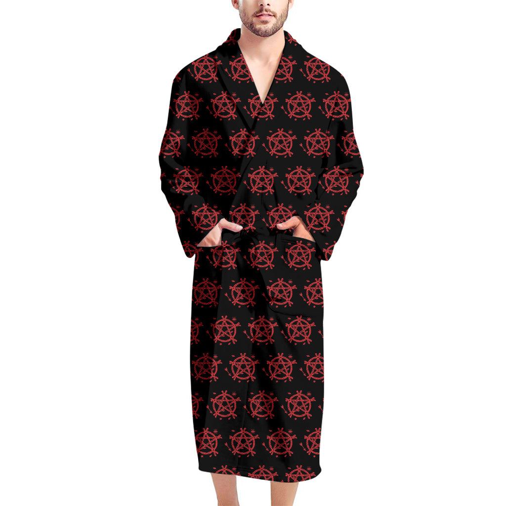 Magic Pentagram Pattern Print Men's Bathrobe