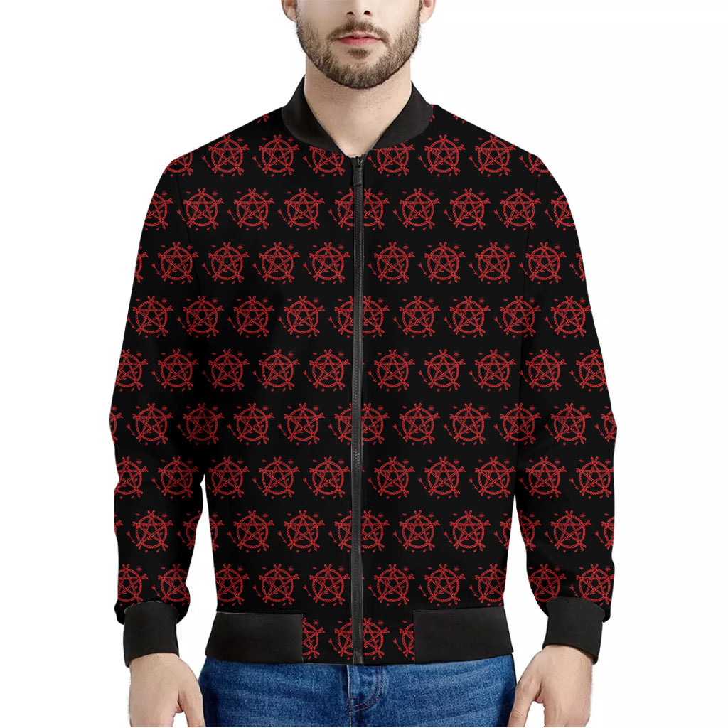 Magic Pentagram Pattern Print Men's Bomber Jacket