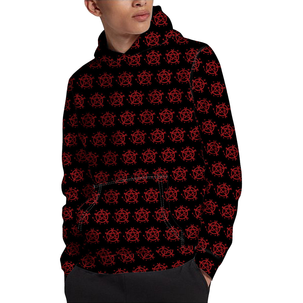 Magic Pentagram Pattern Print Pullover Hoodie