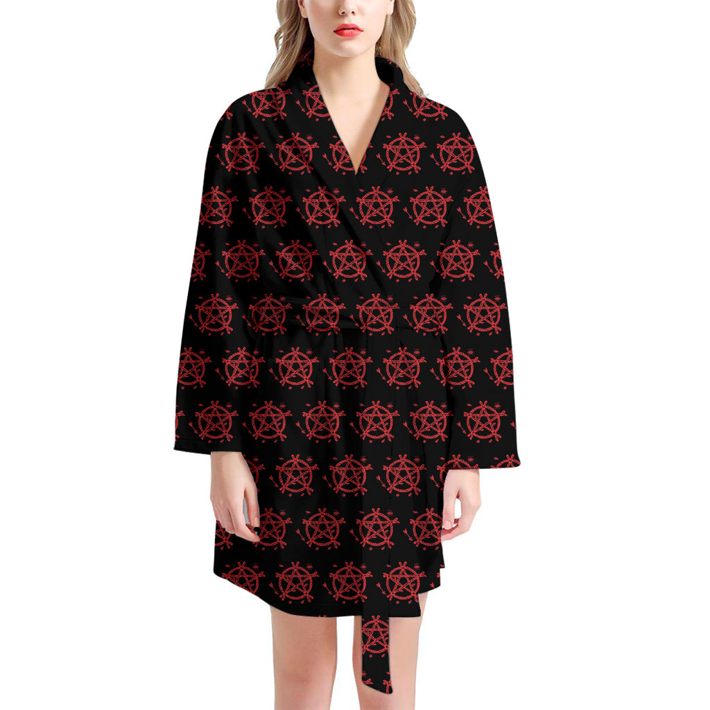 Magic Pentagram Pattern Print Women's Bathrobe