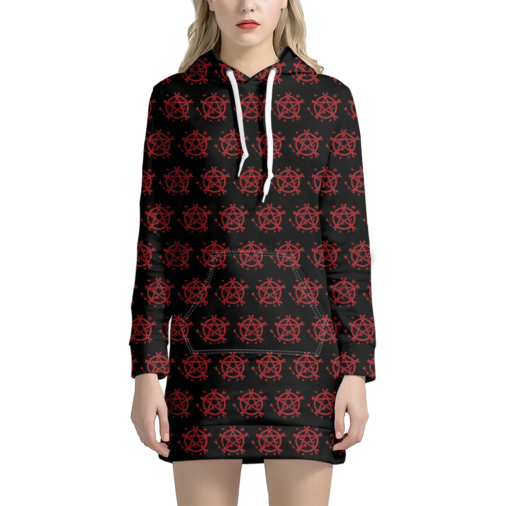 Magic Pentagram Pattern Print Women's Pullover Hoodie Dress