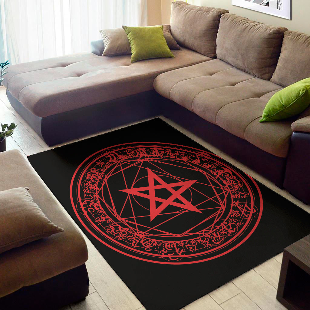 Magic Pentagram Symbol Print Area Rug