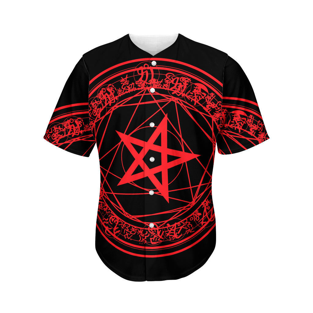 Magic Pentagram Symbol Print Men's Baseball Jersey