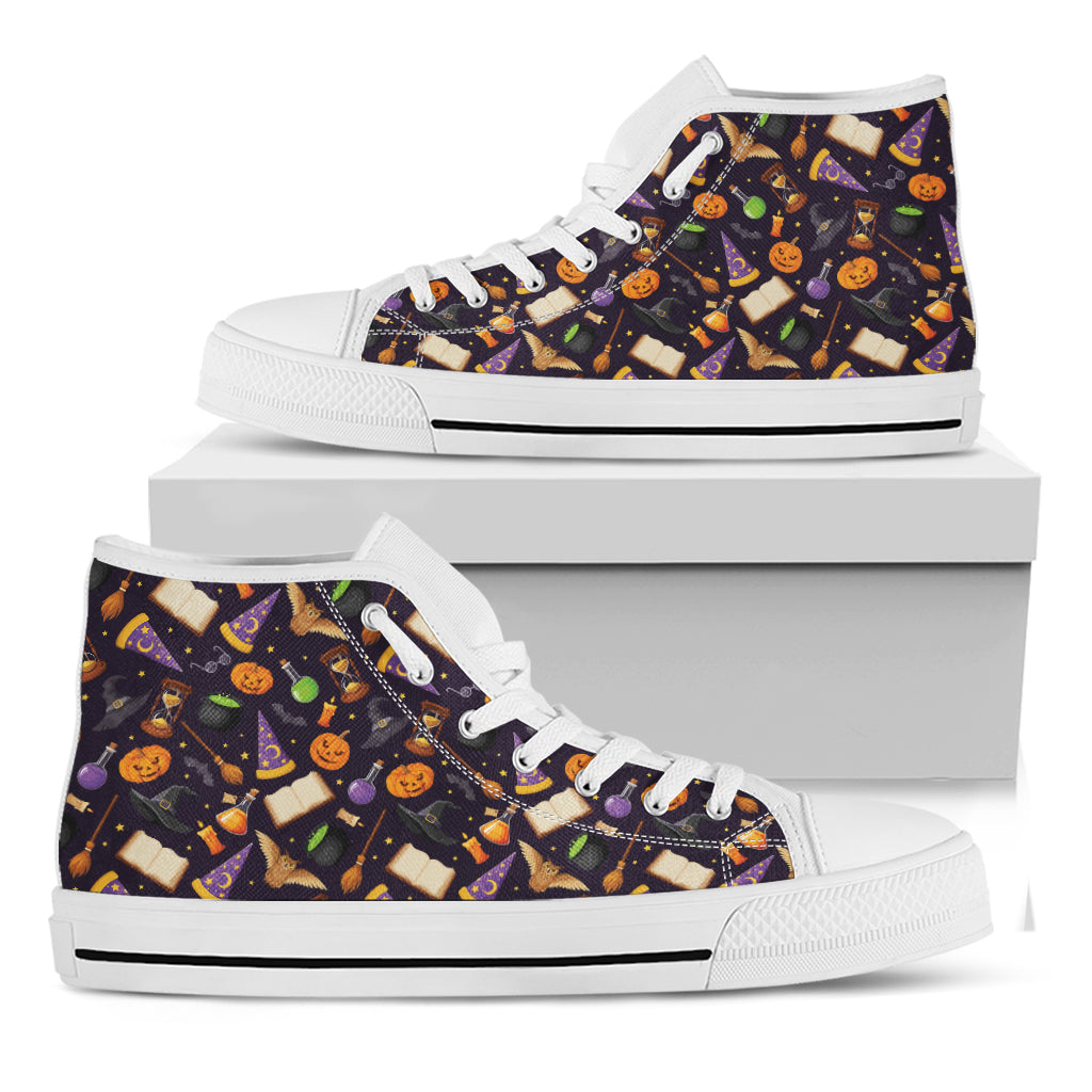 Magic Wizard Pattern Print White High Top Shoes