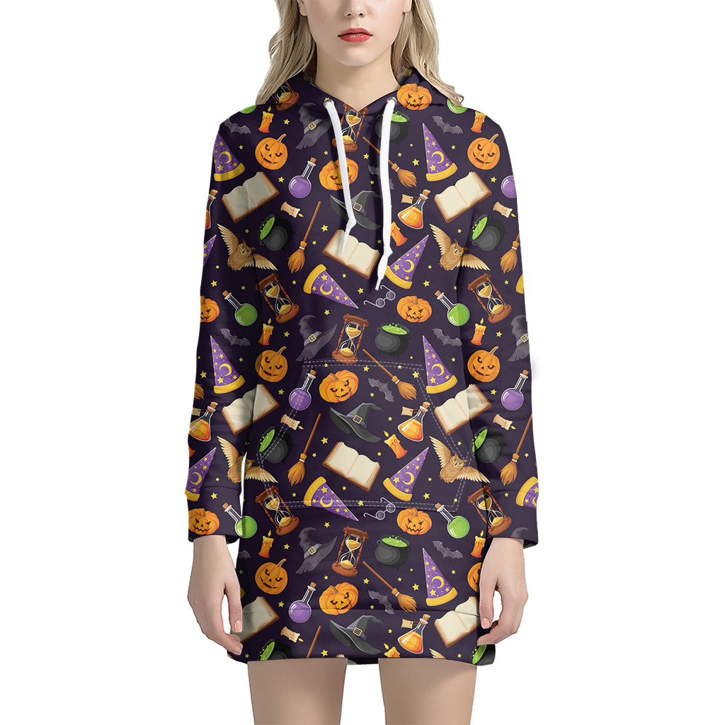 Magic Wizard Pattern Print Women's Pullover Hoodie Dress