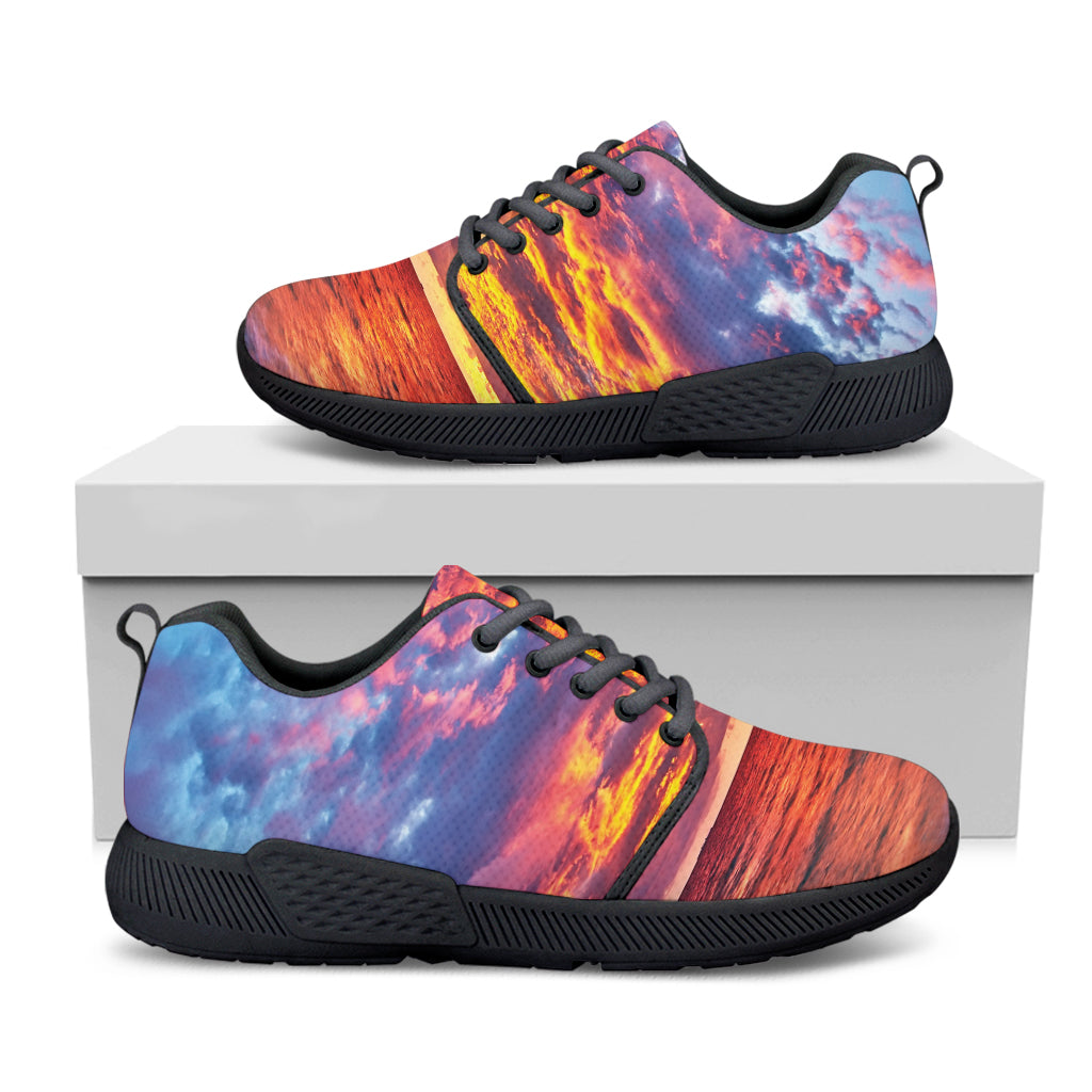 Maldives Sunset Print Black Athletic Shoes