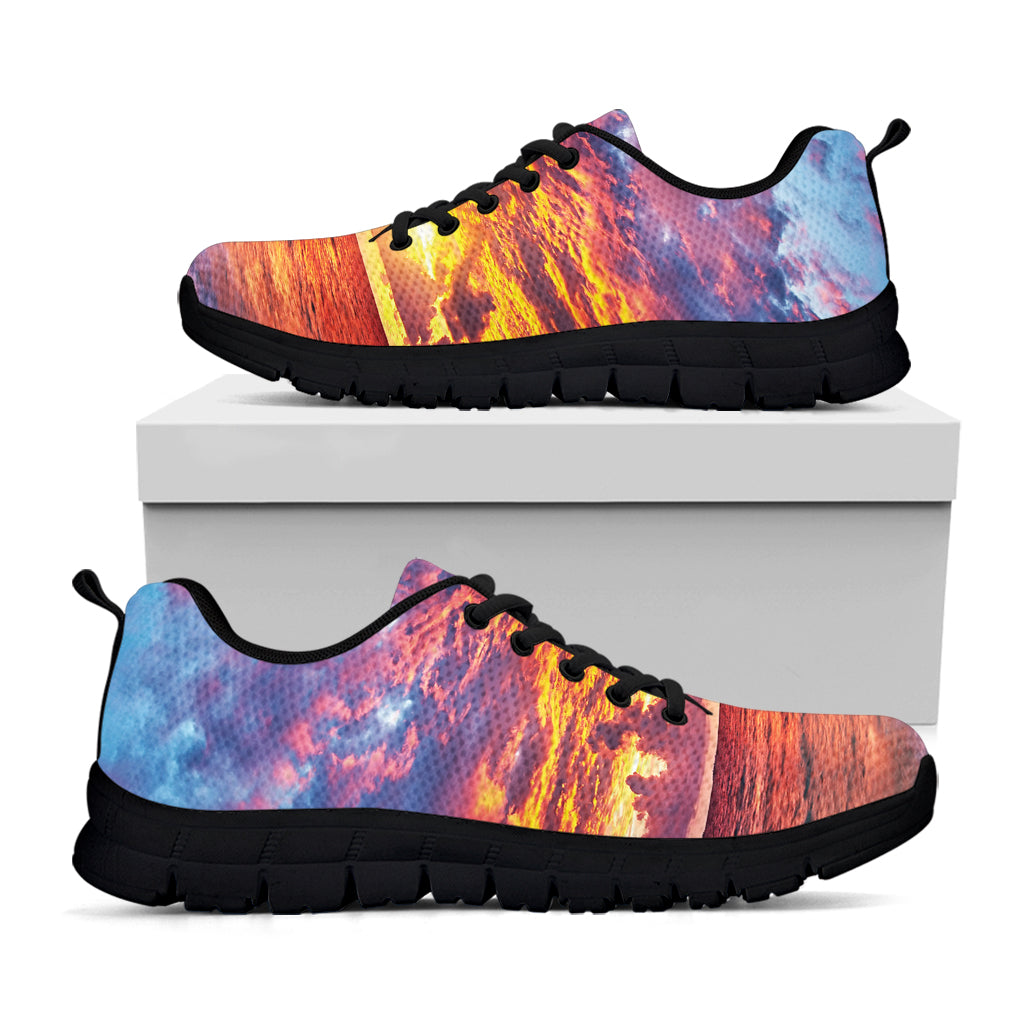 Maldives Sunset Print Black Sneakers