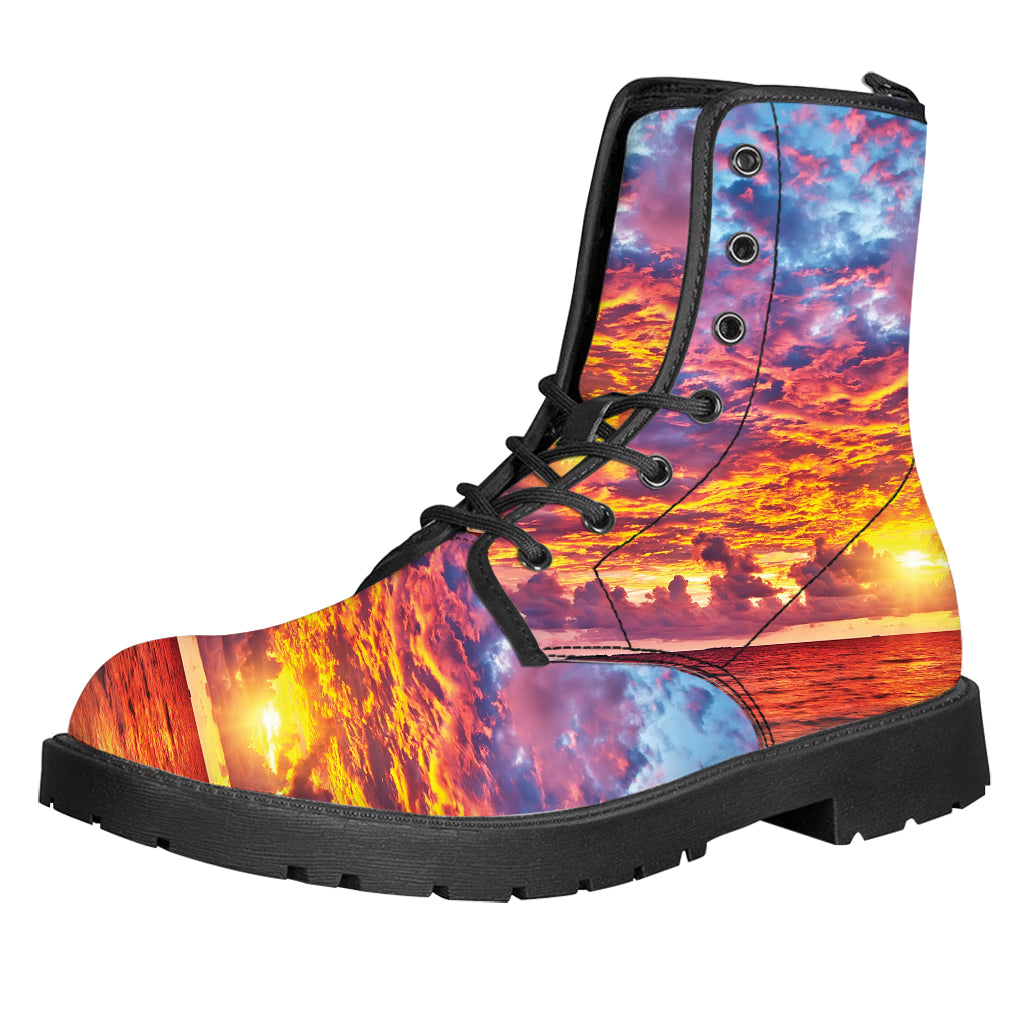 Maldives Sunset Print Leather Boots