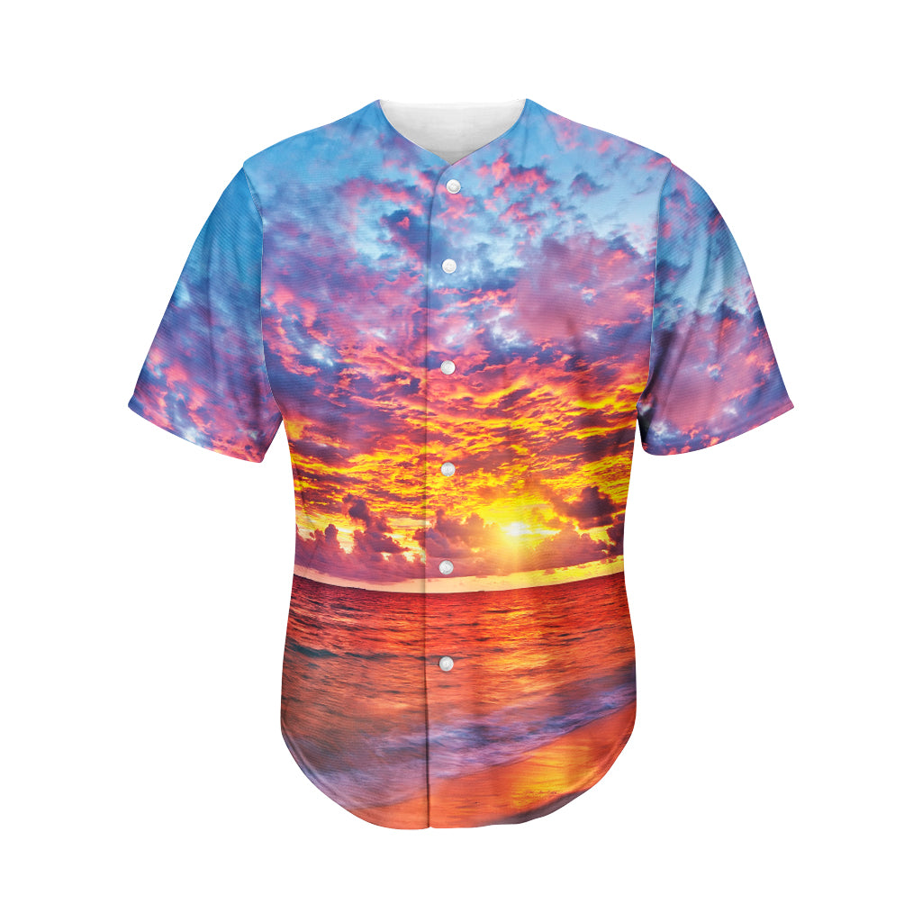 Maldives Sunset Print Men's Baseball Jersey