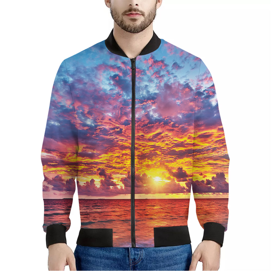 Maldives Sunset Print Men's Bomber Jacket