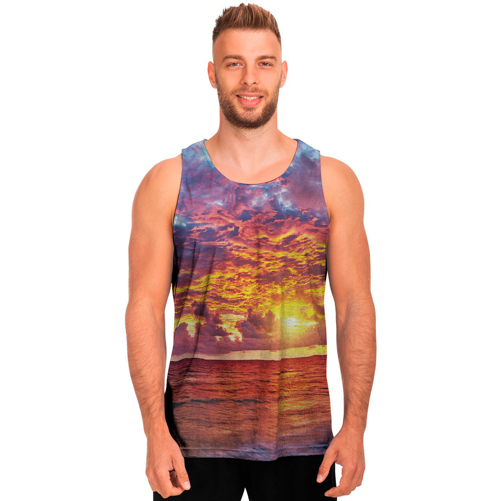 Maldives Sunset Print Men's Tank Top