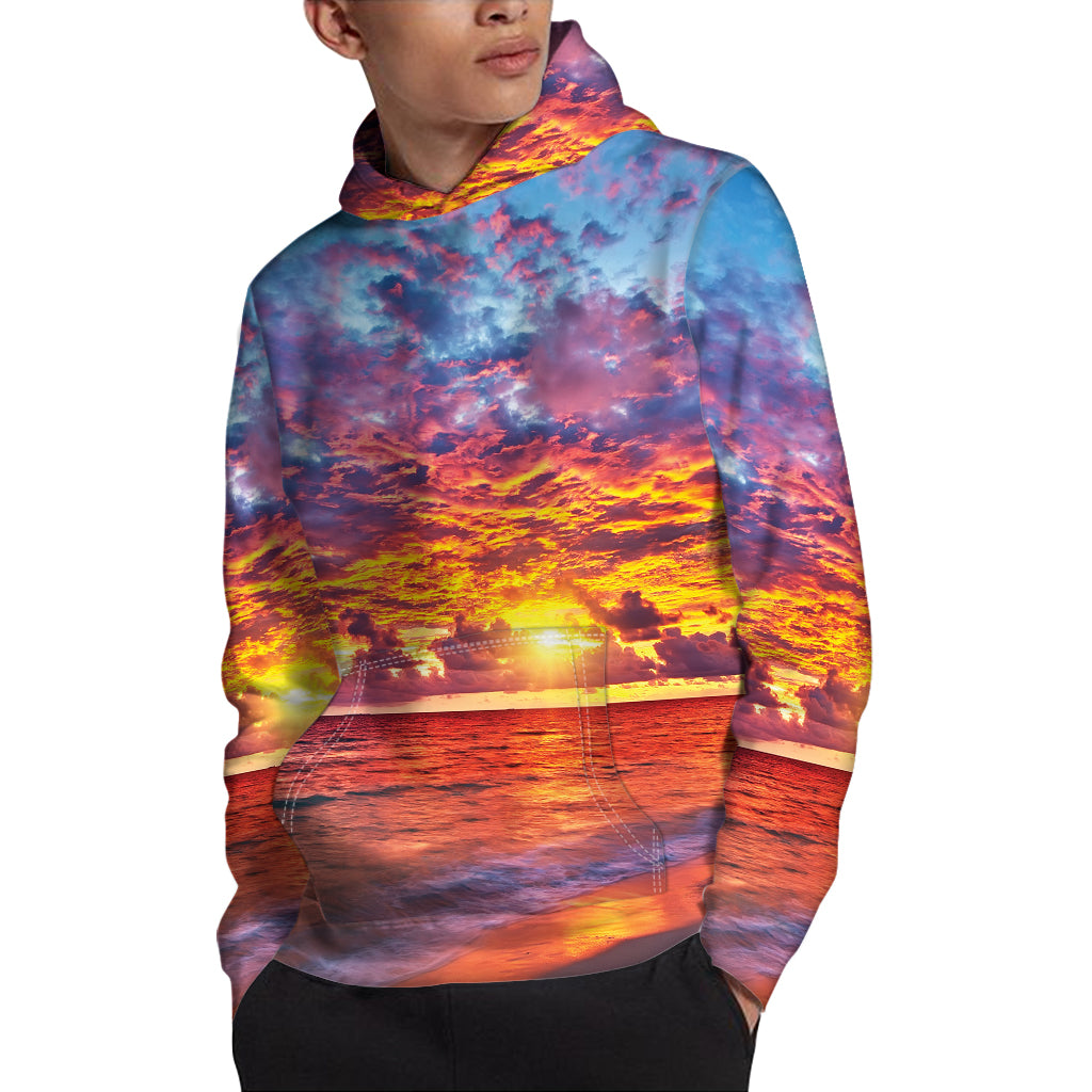 Maldives Sunset Print Pullover Hoodie