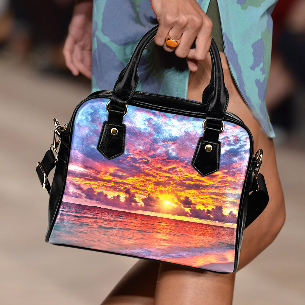 Maldives Sunset Print Shoulder Handbag