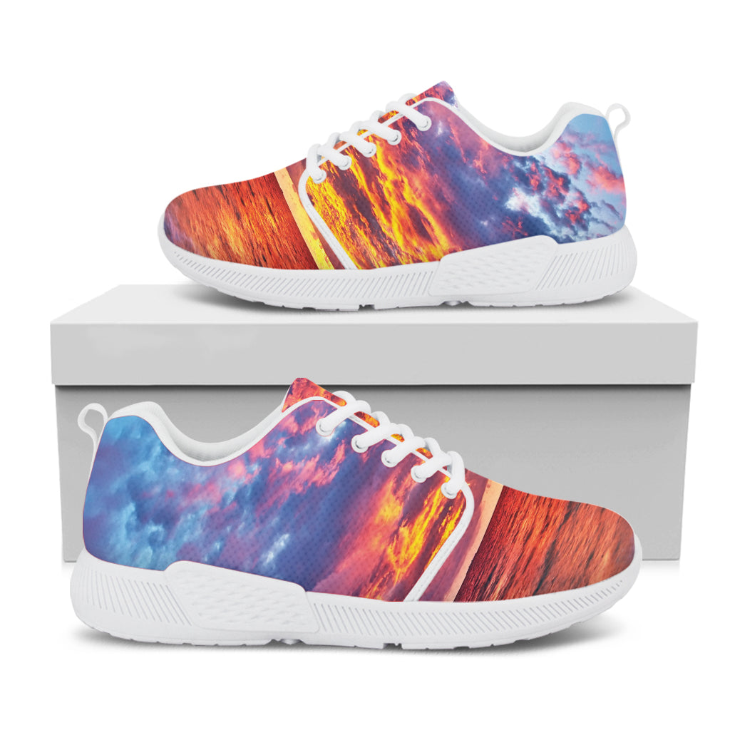 Maldives Sunset Print White Athletic Shoes