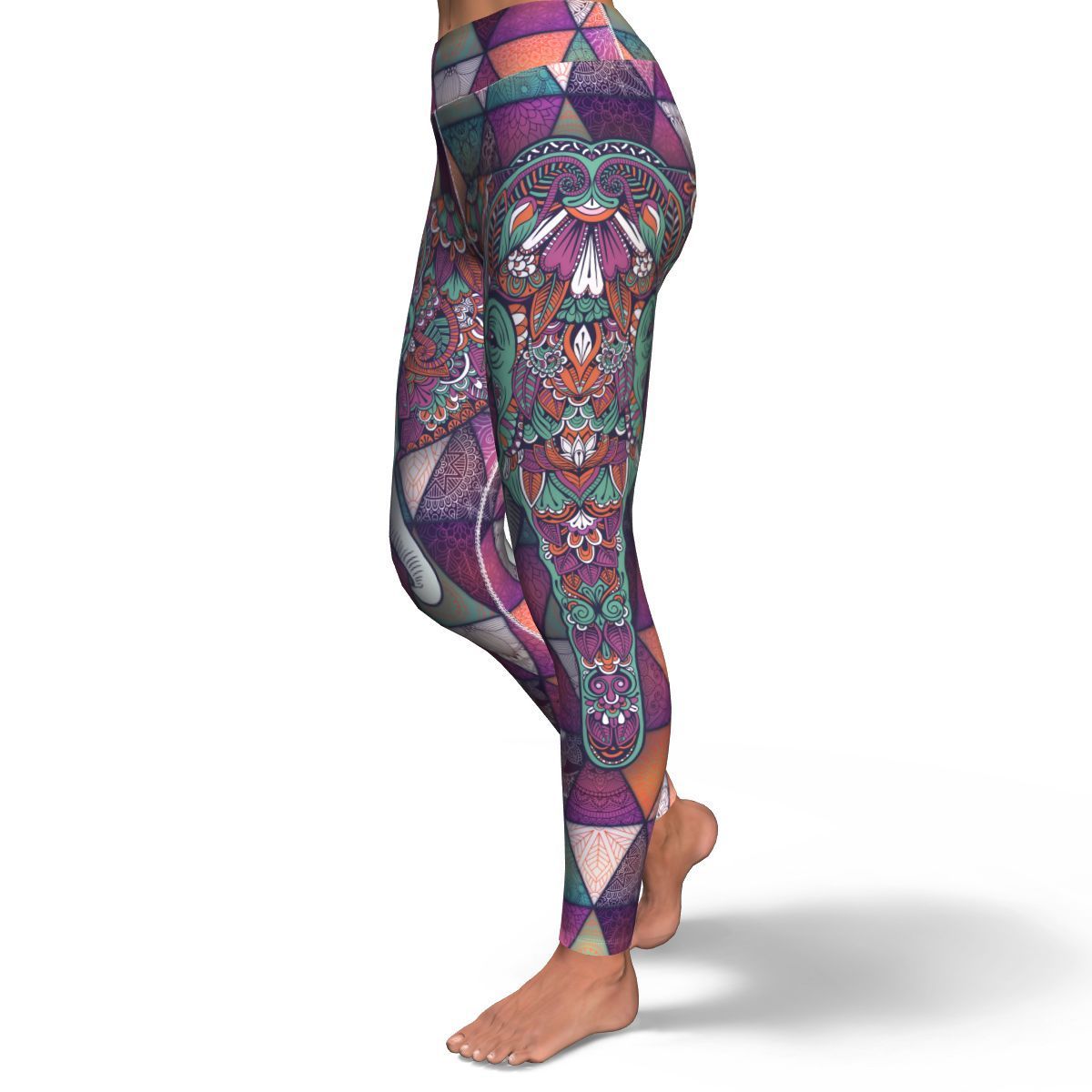 Mandala Elephant Colorful Pattern Print Women's Yoga Pants