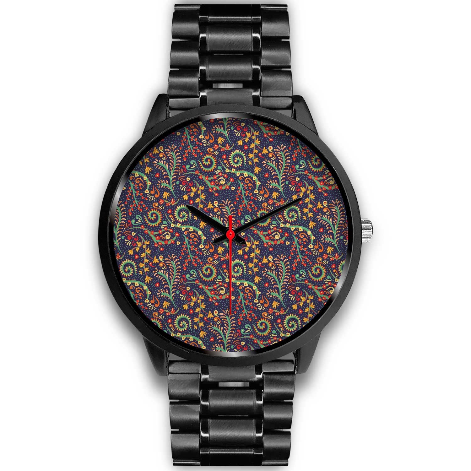 Mandala Floral Bohemian Pattern Print Black Watch