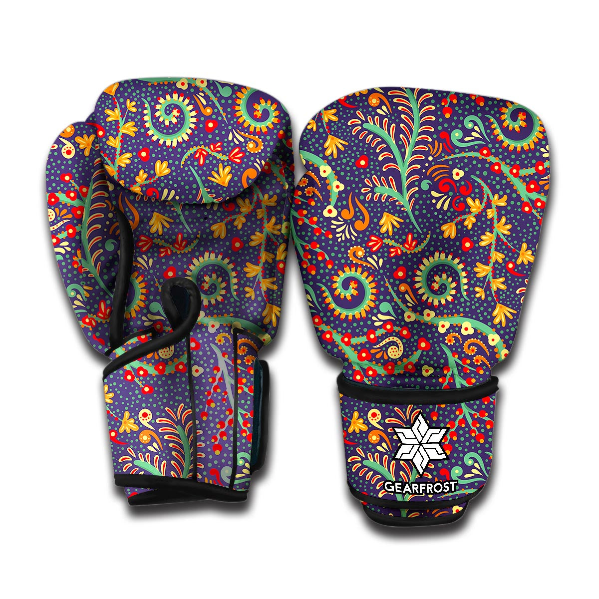 Mandala Floral Bohemian Pattern Print Boxing Gloves