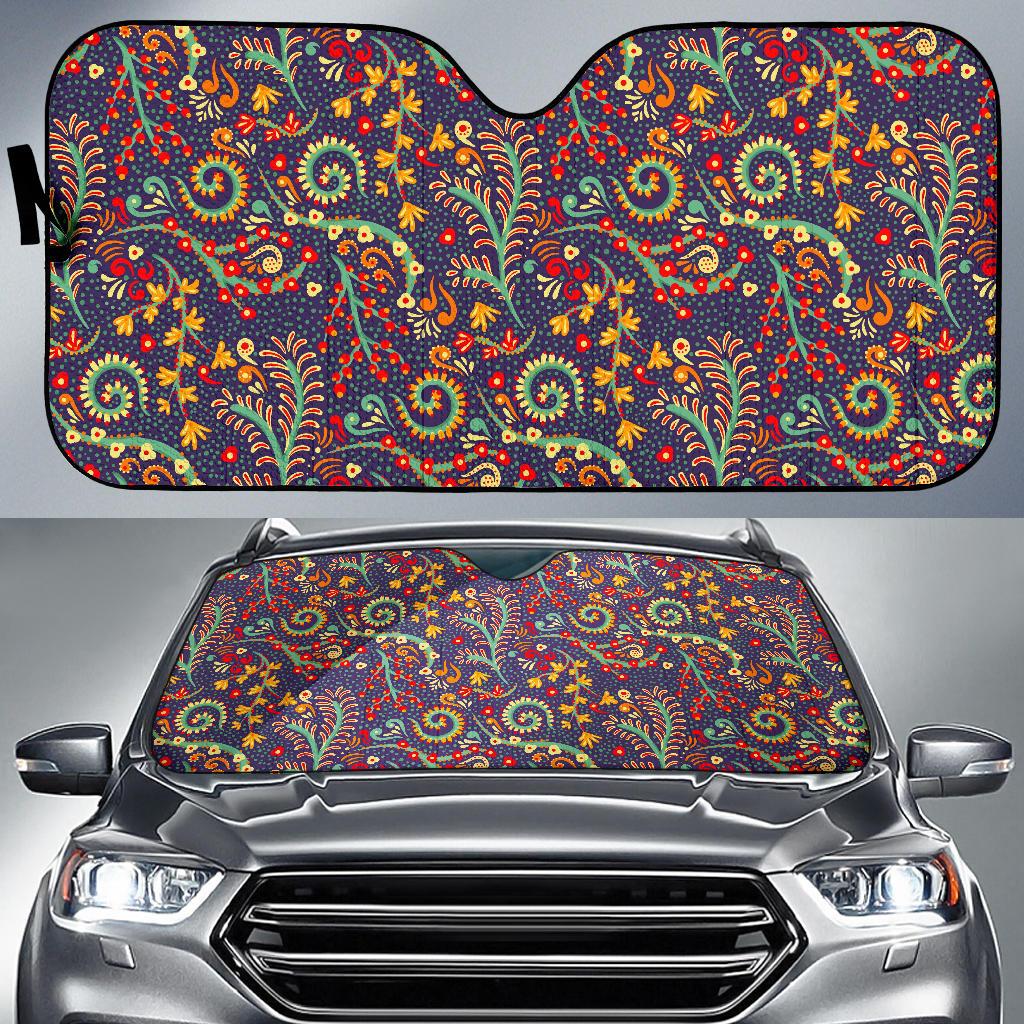 Mandala Floral Bohemian Pattern Print Car Sun Shade