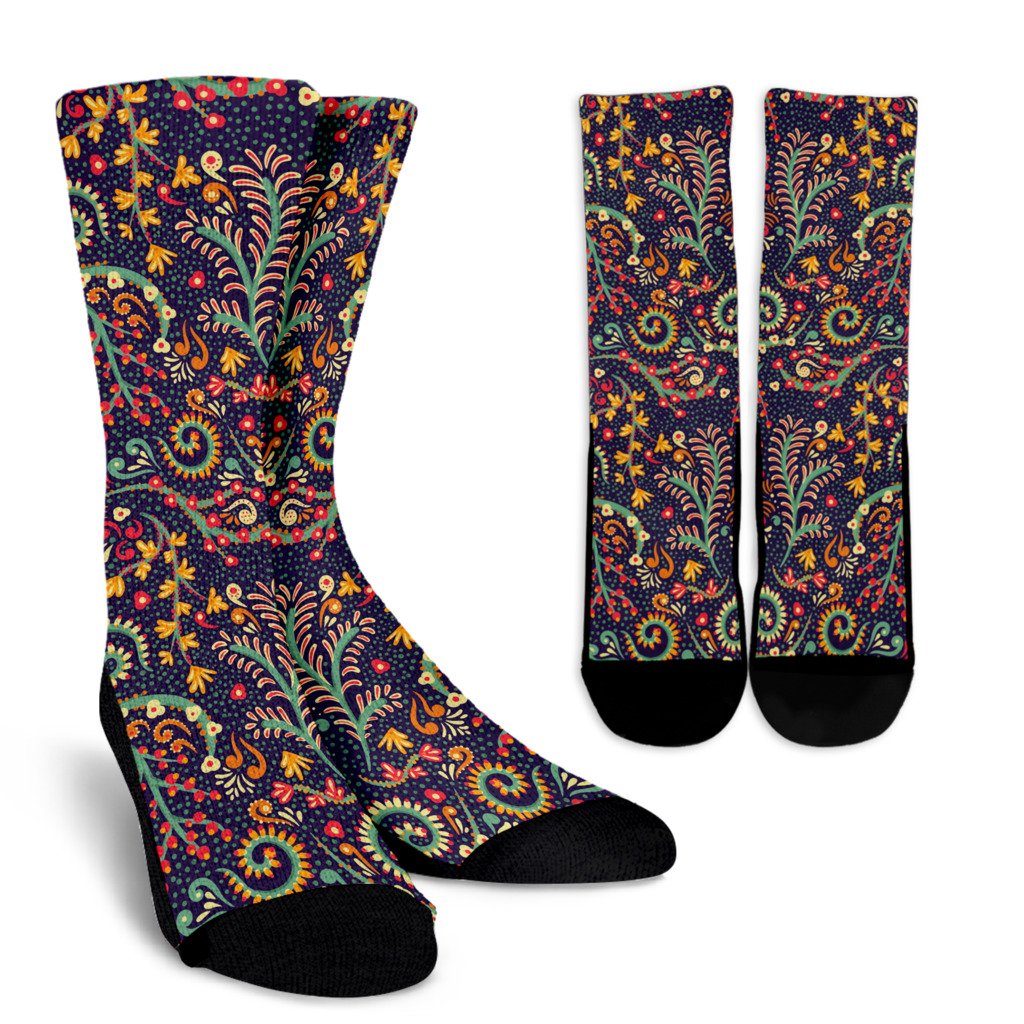 Mandala Floral Bohemian Pattern Print Crew Socks